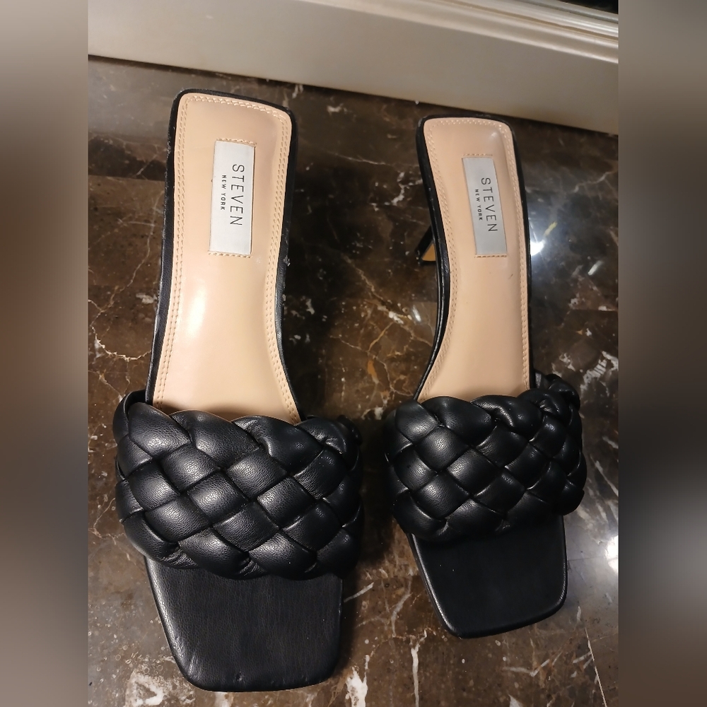 Steve Madden Black Braided 3" Heels - Picture 4 of 15